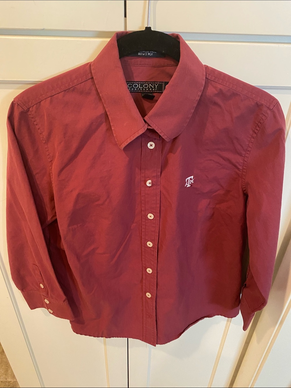 Texas Aggie Women’s Button-Down Shirt in Maroon — Classic Collared wrinkle free